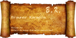 Brauner Karméla névjegykártya